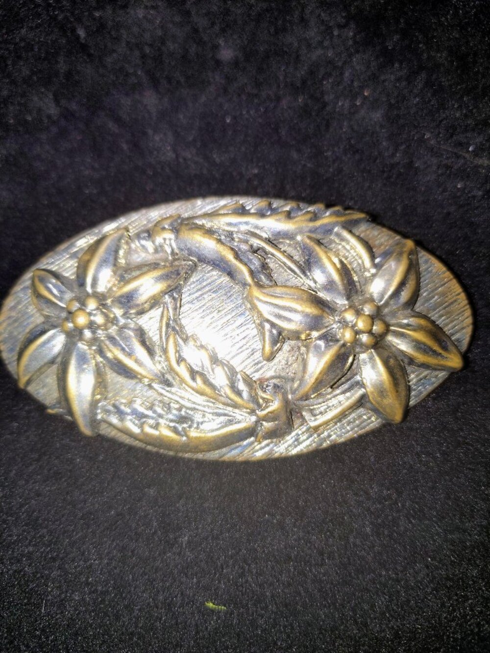 Vintage Art Nouveau Edelweiss Floral Brooch – Antique Silver‑Tone – 2.25"